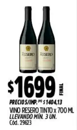 Supermercados Yaguar Resero vino tinto oferta