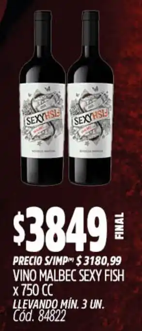 Supermercados Yaguar Sexy fish vino malbec oferta