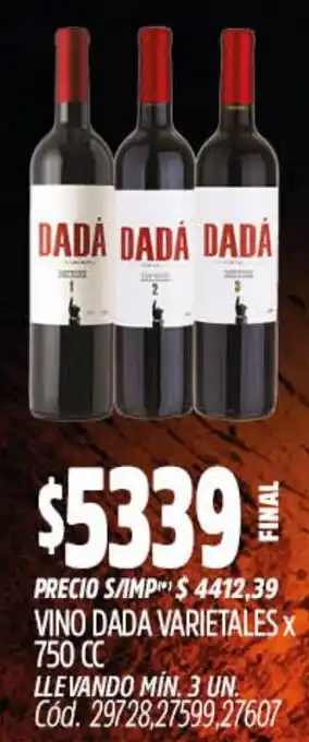 Supermercados Yaguar Dada vino varietales oferta