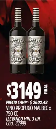 Supermercados Yaguar Profugo vino malbec oferta