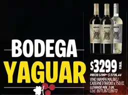 Supermercados Yaguar Bodega yaguar vino wampa malbec/cabernet/tardio oferta