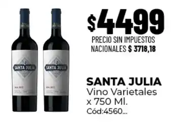 Diarco Santa julia vino varietales oferta