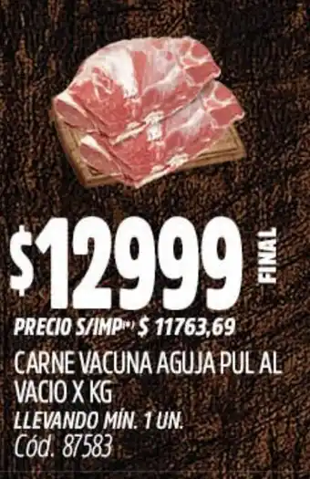 Supermercados Yaguar Carne vacuna aguja pul al vacio oferta