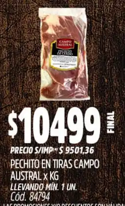 Supermercados Yaguar Campo austral pechito en tiras oferta