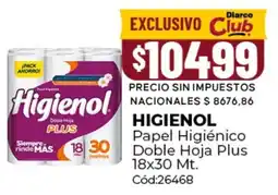 Diarco Higienol papel higiénico doble hoja plus oferta