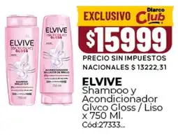 Diarco Elvive shampoo y acondicionador glycolic gloss / liso oferta