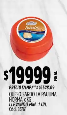 Supermercados Yaguar Queso sardo la paulina oferta