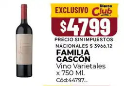Diarco Familia gascón vino varietales oferta