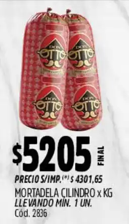 Supermercados Yaguar Don Otto mortadela cilindro oferta