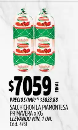 Supermercados Yaguar Salchichon la piamontesa primavera oferta