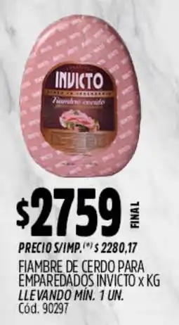 Supermercados Yaguar Invicto fiambre de cerdo para emparedados oferta