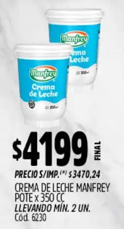 Supermercados Yaguar Manfrey crema de leche oferta