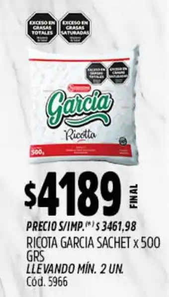 Supermercados Yaguar Garcia ricotta oferta