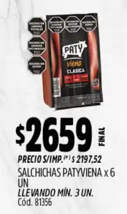 Supermercados Yaguar Paty salchichas viena clasica oferta