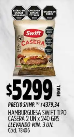Supermercados Yaguar Swift hamburguesa tipo casera oferta