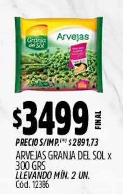 Supermercados Yaguar Granja del sol arvejas oferta