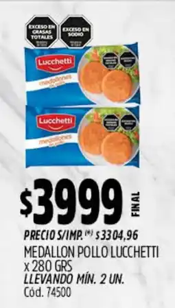 Supermercados Yaguar Lucchetti medallones pollo oferta