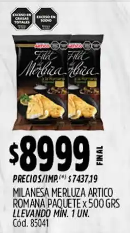 Supermercados Yaguar Artico milanesa merluza romana oferta