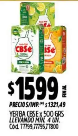 Supermercados Yaguar Cbse yerba oferta