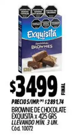 Supermercados Yaguar Exquisita brownie de chocolate oferta