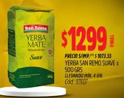 Supermercados Yaguar San Remo yerba mate suave oferta