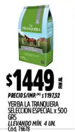 Supermercados Yaguar La tranquera yerba seleccion especial oferta