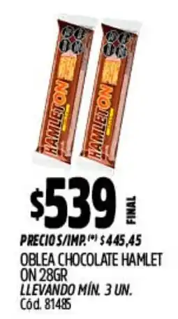 Supermercados Yaguar Hamleton oblea chocolate oferta