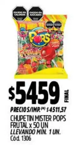 Supermercados Yaguar Mister pops chupetin frutal oferta