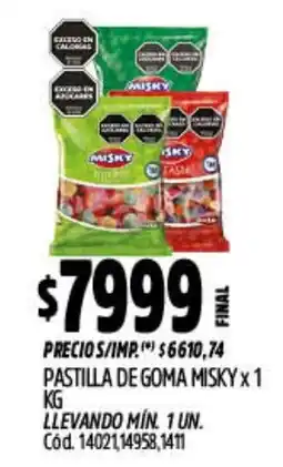 Supermercados Yaguar Misky pastilla de goma oferta