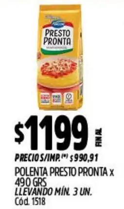 Supermercados Yaguar Presto pronta polenta oferta