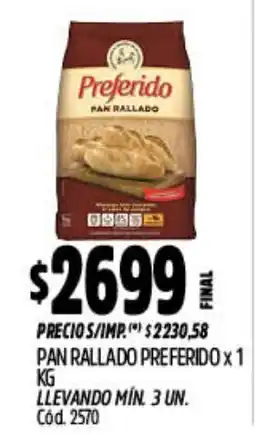 Supermercados Yaguar Preferido pan rallado oferta