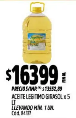 Supermercados Yaguar Legitimo aceite girasol oferta
