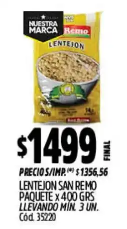 Supermercados Yaguar San remo lentejon oferta