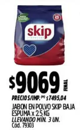 Supermercados Yaguar Skip jabon en polvo baja espuma oferta