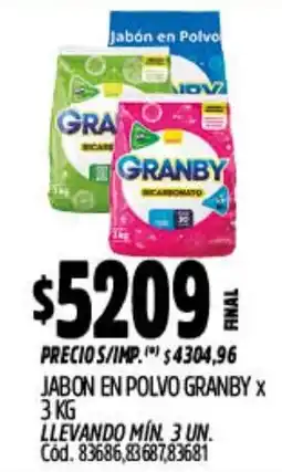 Supermercados Yaguar Granby jabón en polvo oferta