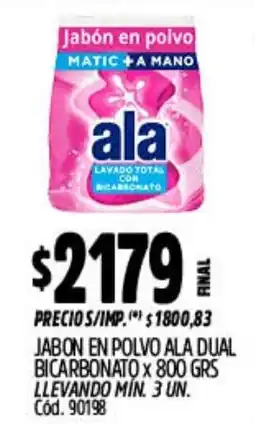 Supermercados Yaguar Ala jabón en polvo matic + a mano oferta