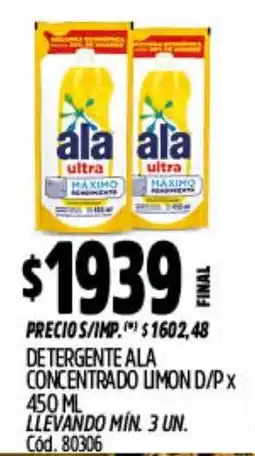 Supermercados Yaguar Ala detergente concentrado limon d/p oferta
