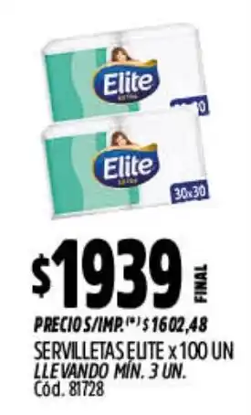 Supermercados Yaguar Elite servilletas oferta