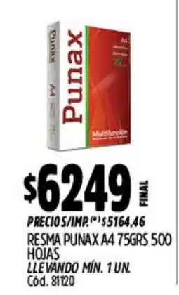 Supermercados Yaguar Punax resma a4 oferta