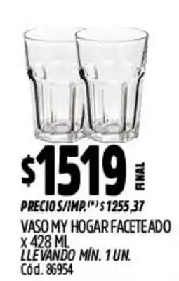 Supermercados Yaguar Vaso my hogar facetado oferta
