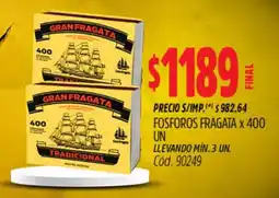 Supermercados Yaguar Fragata fosforos tradicional oferta