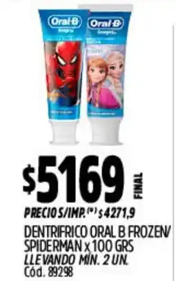 Supermercados Yaguar Oral B dentrifico frozen spiderman oferta