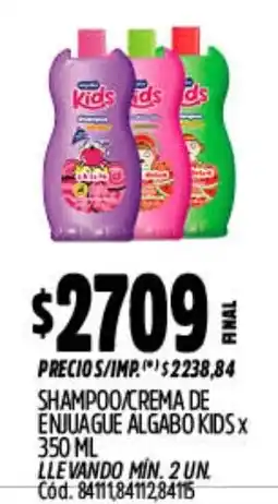 Supermercados Yaguar Kids shampoo/crema de enjuague algabo oferta