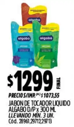Supermercados Yaguar Algabo jabon de tocador liquido oferta