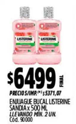 Supermercados Yaguar Listerine enjuague bucal sandia oferta