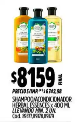 Supermercados Yaguar Herbal essences shampoo/ acondicionador oferta