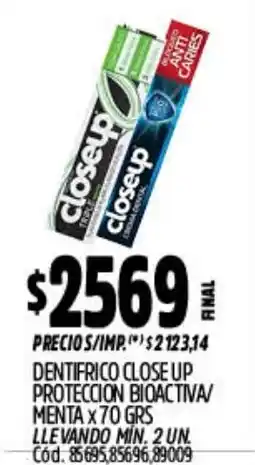 Supermercados Yaguar Closeup dentífrico protección bioactiva menta oferta