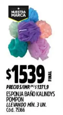 Supermercados Yaguar Kalindys esponja baño pompon oferta