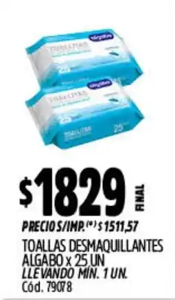 Supermercados Yaguar Algabe toallas desmaquillantes oferta