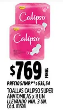 Supermercados Yaguar Calipso toallas super anatomicas oferta